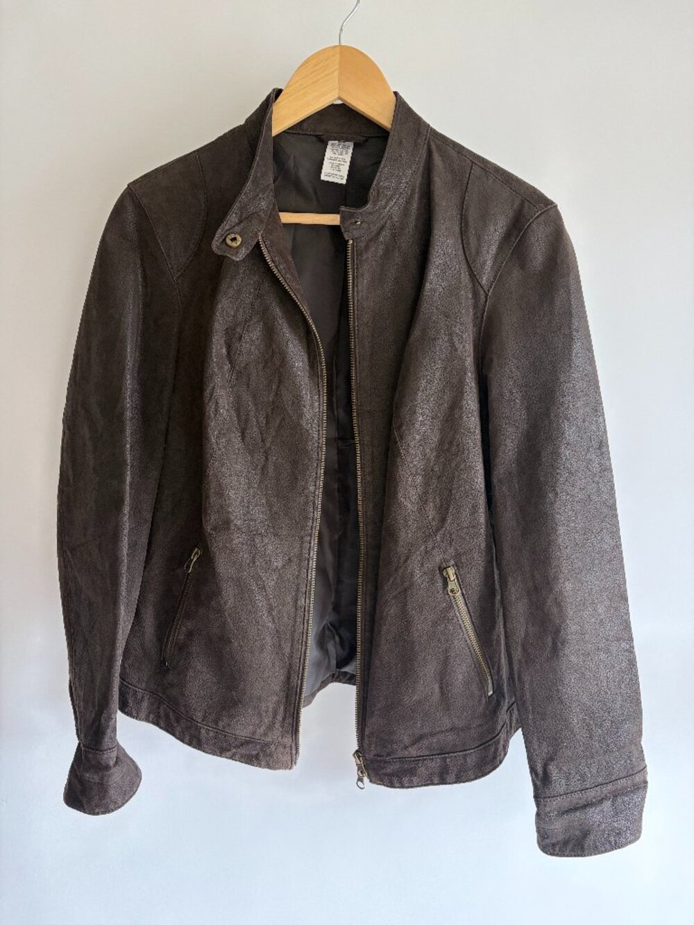 Vintage Coated Suede Genuine Leather Brown Jacket